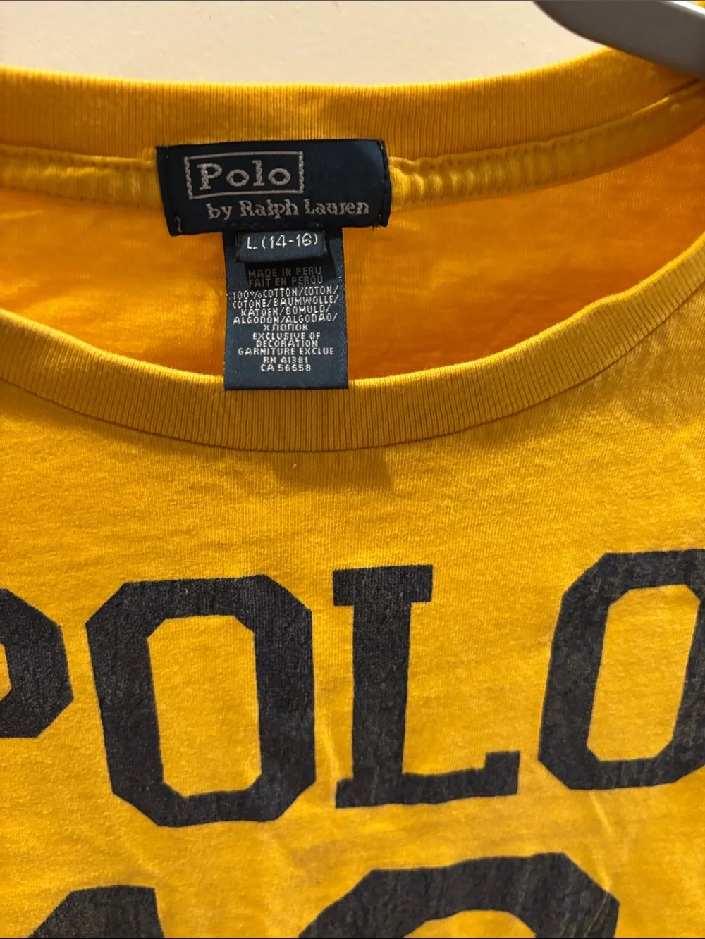 Ralph Lauren Yellow Polo 12 Short Sleeve Tee with Navy Accents